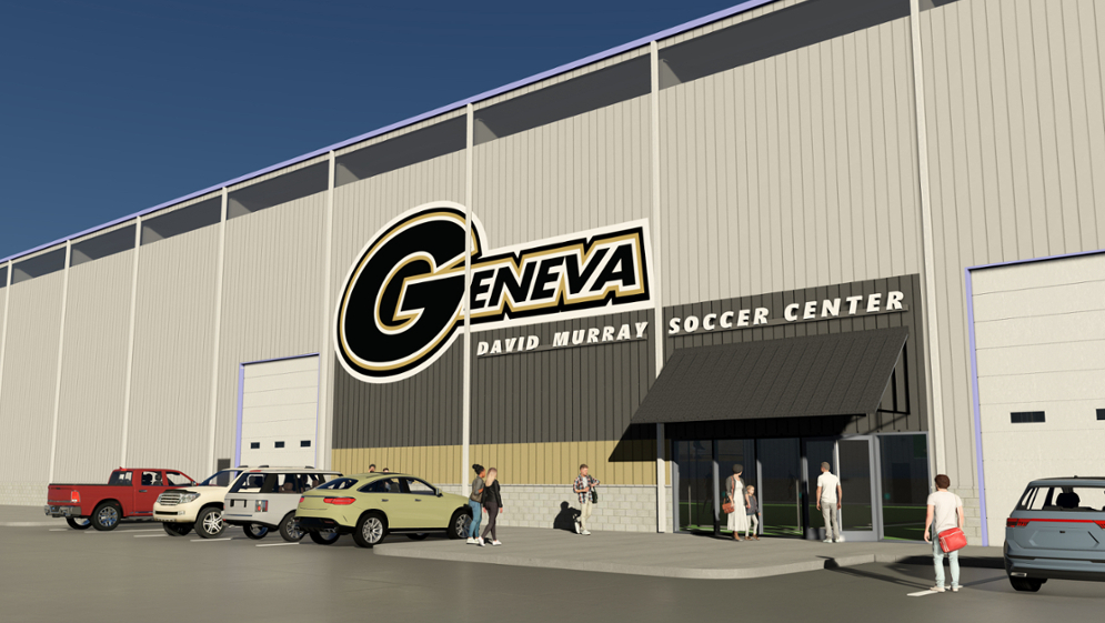 Render of the outside of the David Murray Soccer Center